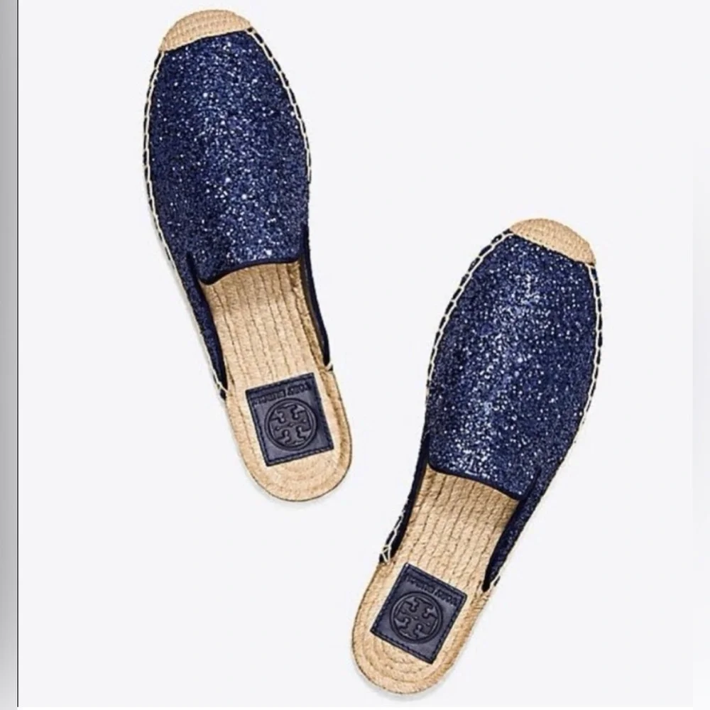 Tory Burch Max Glitter Espadrille Slides Shoes Women’s Size 8